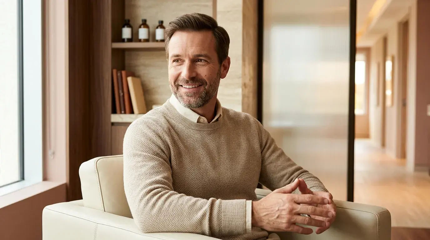 Confident man with refreshed, natural-looking skin after Brotox treatment in Pickering