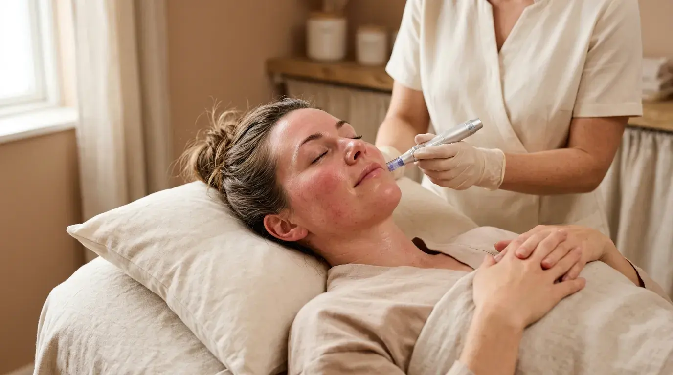 Woman with radiant skin after Beauty Booster microneedling at Victoria Rose Aesthetics in Pickering