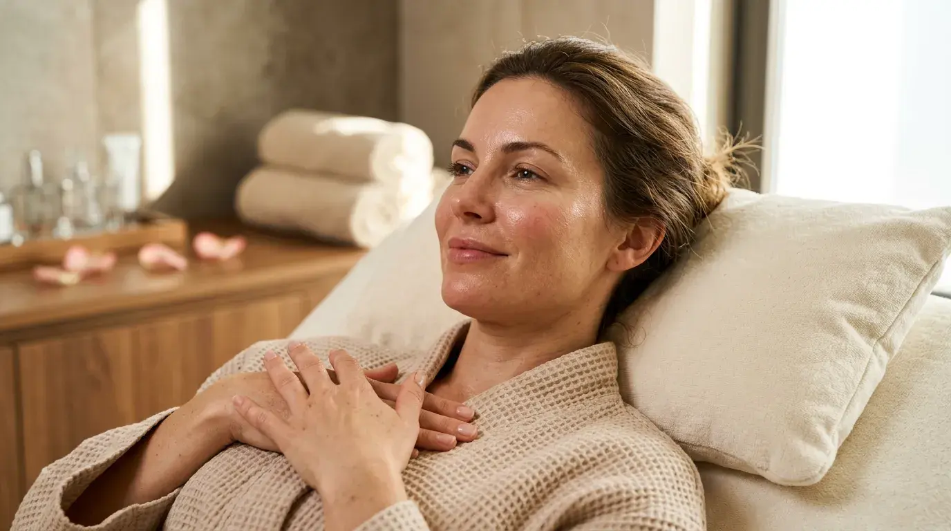 Woman with glowing, refreshed skin after microneedling at Victoria Rose Aesthetics in Pickering