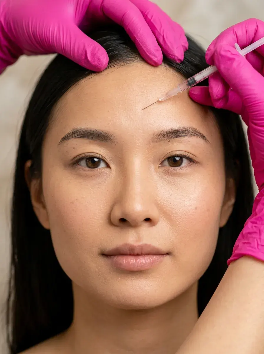Botox units mapped across the forehead at a Pickering clinic