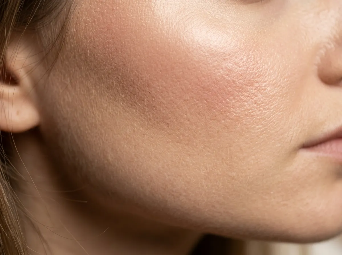 Close-up of brighter, smoother skin after an exosome facial in Pickering