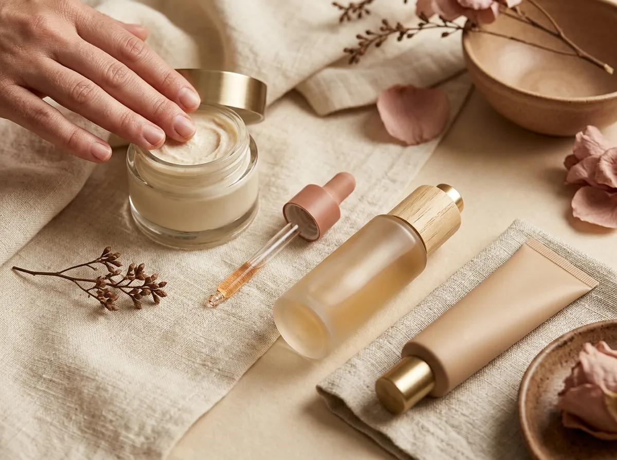 At-home skincare routine of moisturizer, retinol and SPF for glowing skin in Pickering