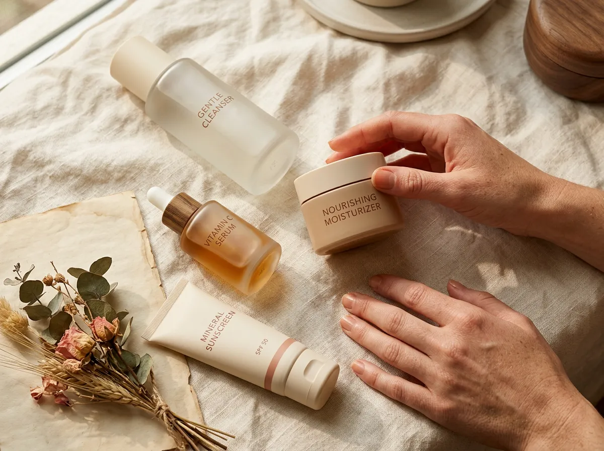 Medical-grade bridal skincare routine flatlay for glowing skin in Pickering