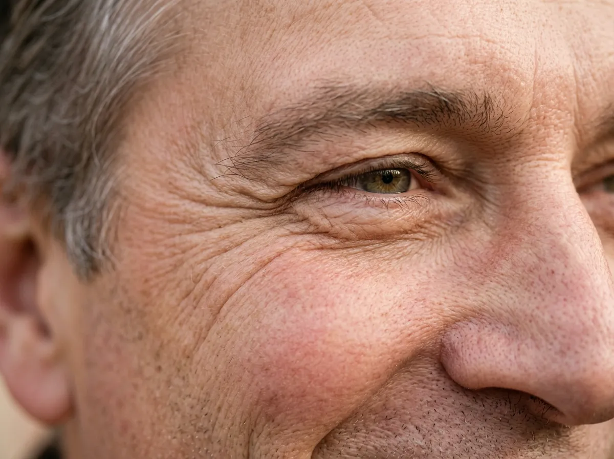 Softened crow's feet around a man's eyes after Botox in Pickering