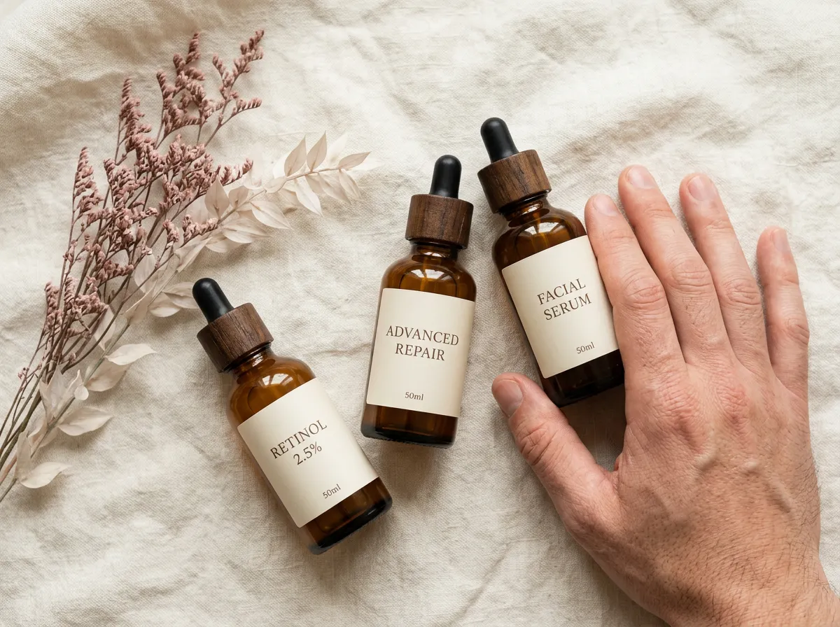 Three retinol strengths arranged as a skincare flatlay in Pickering