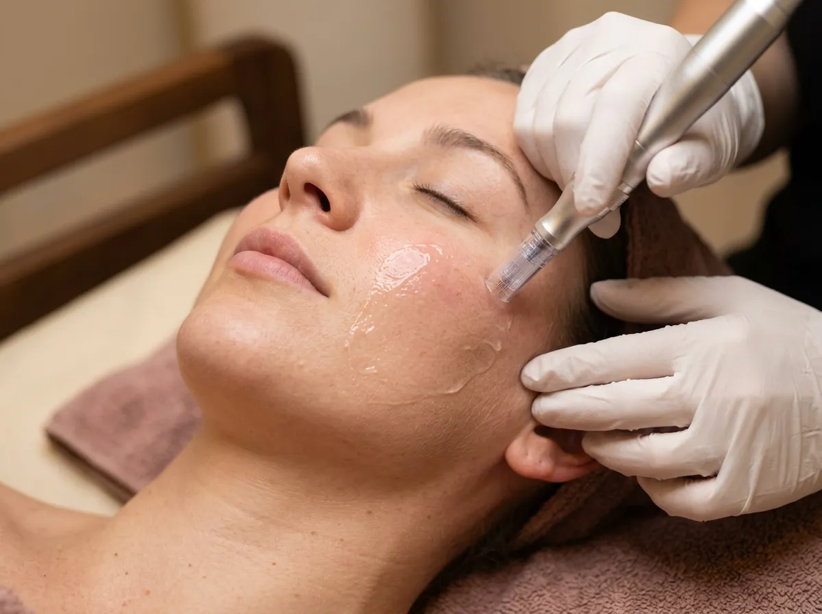 Close-up of Beauty Booster microneedling pen treatment in Pickering