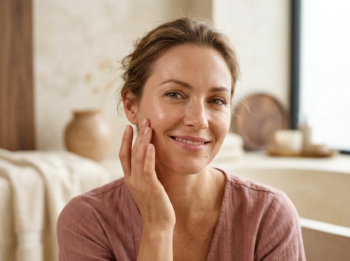 Woman with hydrated, glowing skin after Beauty Booster microneedling rejuvenation in Pickering