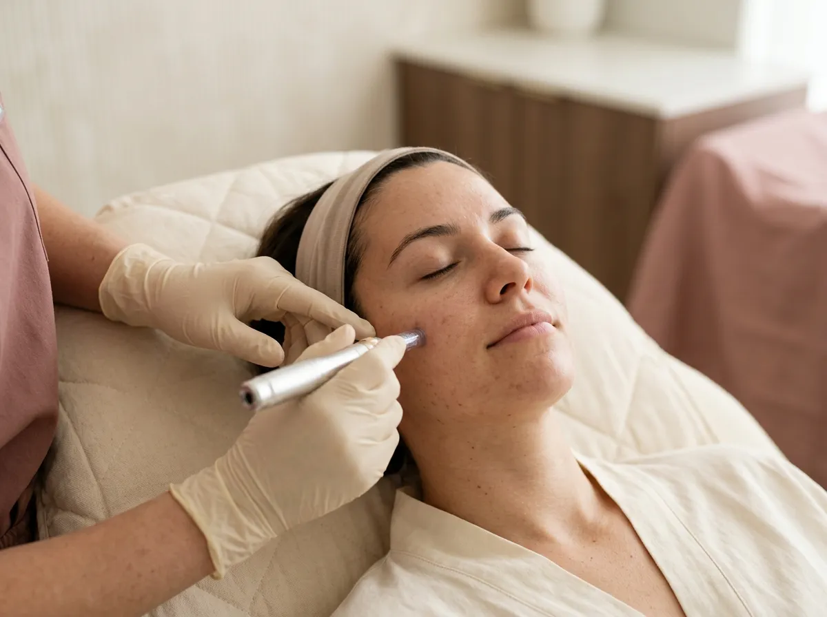 Registered nurse performing a microneedling treatment in Pickering