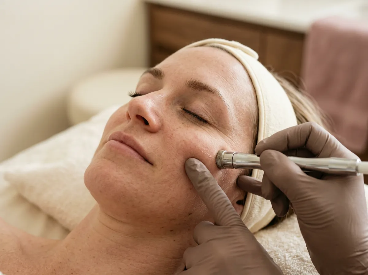 Diamond microdermabrasion step of the Bela MD facial in Pickering